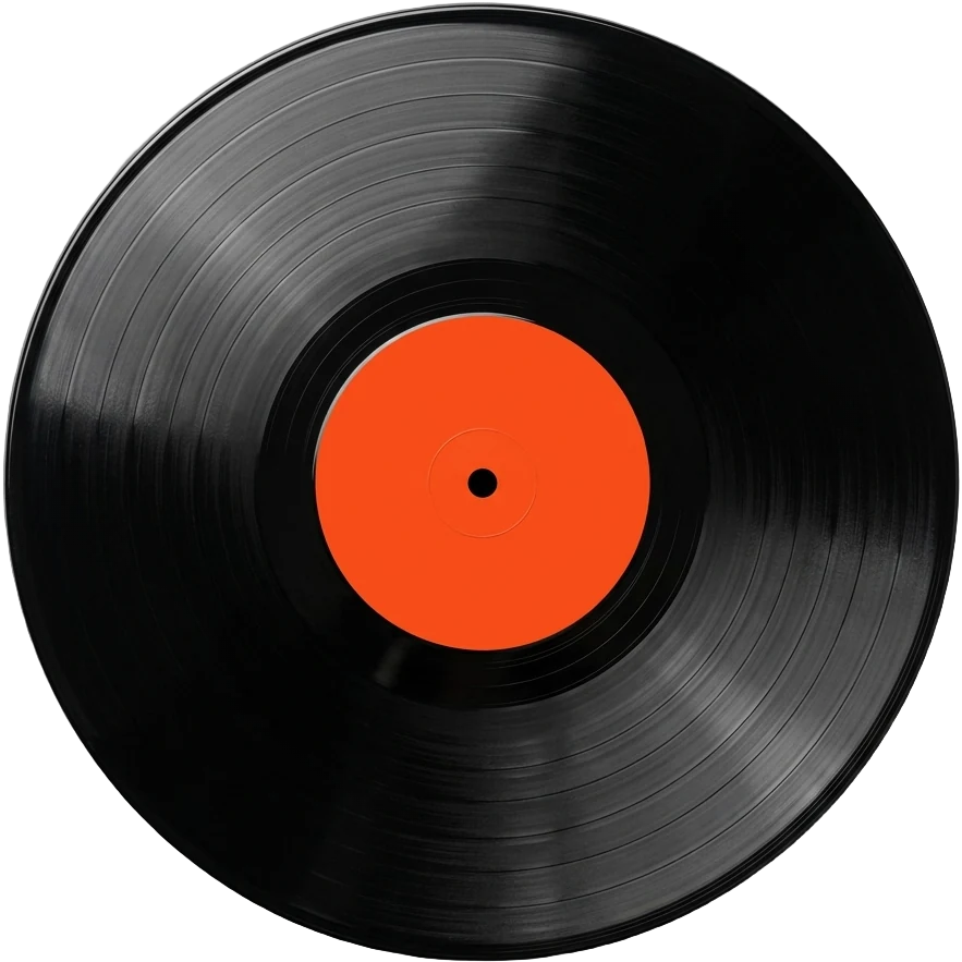 Disque vinyle noir à étiquette orange